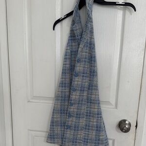 Fashion Nova Blue and White Plaid Halter Top